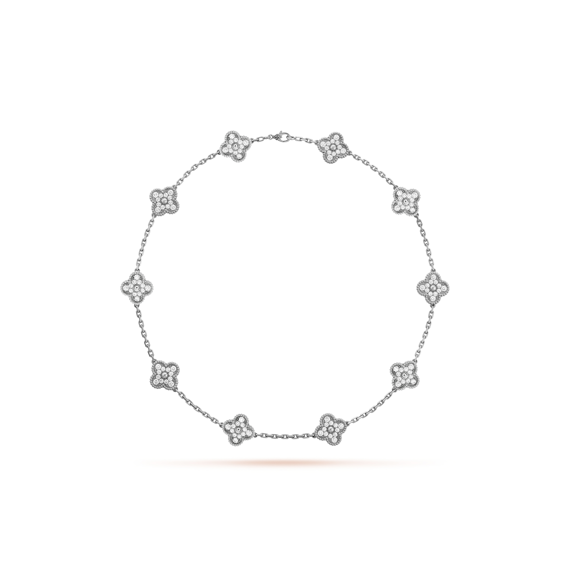 VAN CLEEF ARPELS VINTAGE ALHAMBRA NECKLACE, 10 MOTIFS - WHITE GOLD, DIAMOND VCARA42400 VAN CLEEF ARPELS VINTAGE ALHAMBRA NECKLACE, 10 MOTIFS - WHITE GOLD, DIAMOND VCARA42400